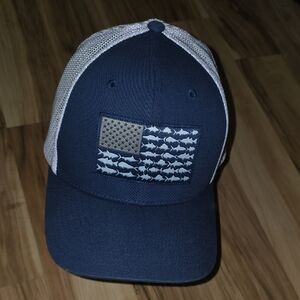 Columbia Blue And White Mesh Trucker Hat